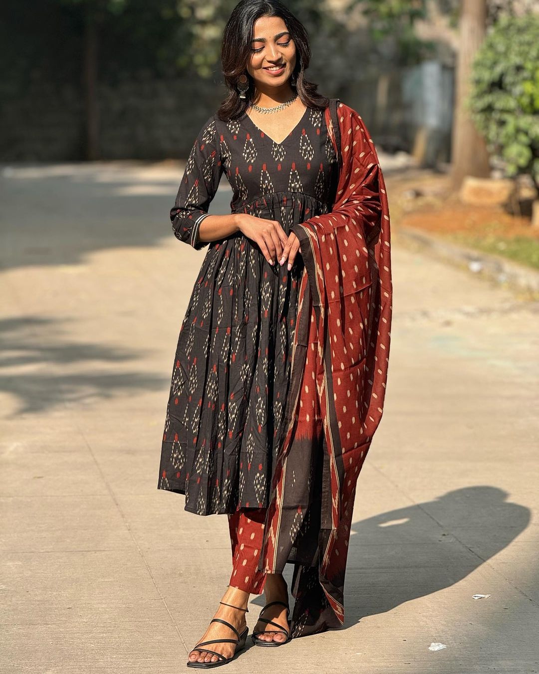 Tamarind Ikat Anarkali Set