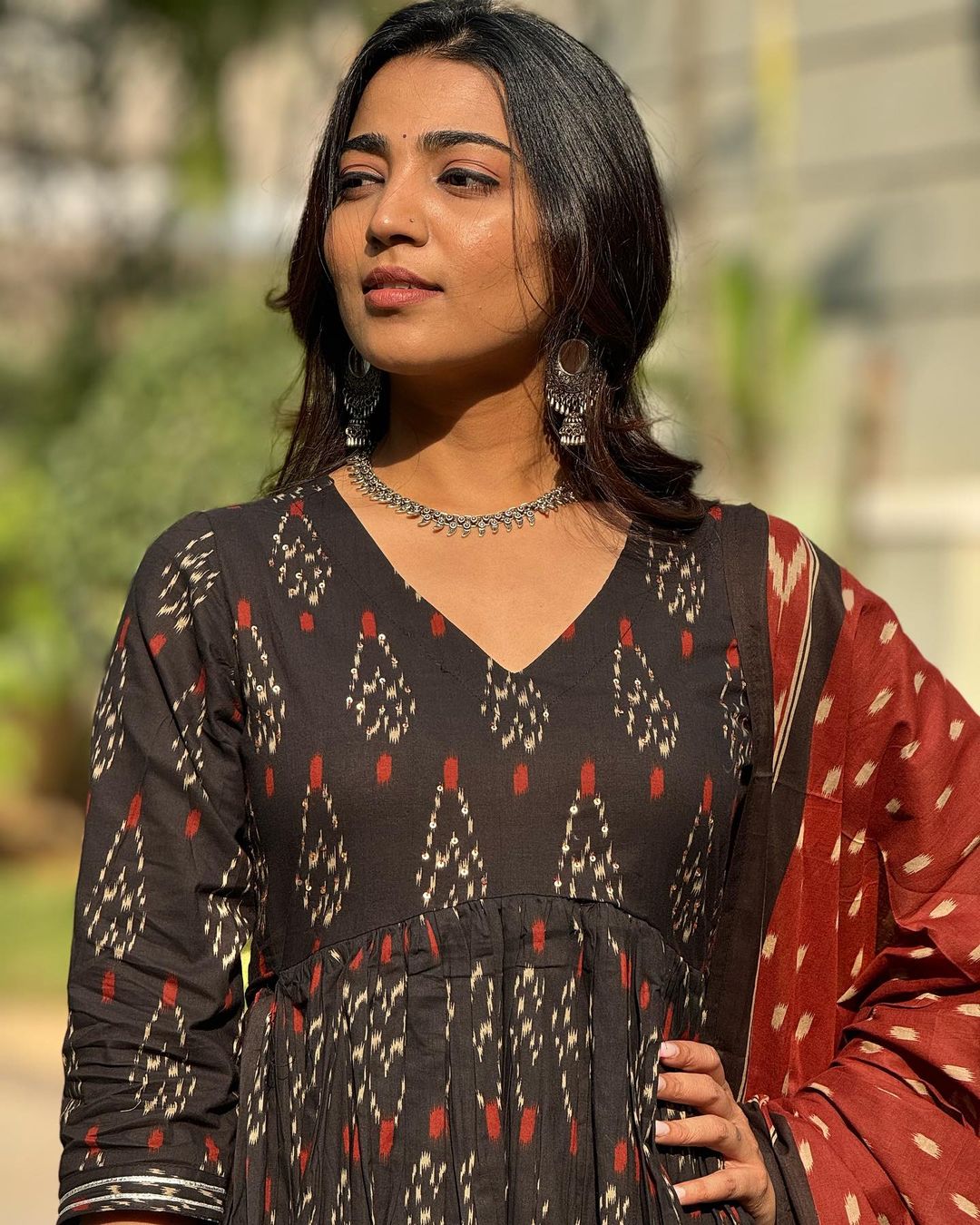 Tamarind Ikat Anarkali Set