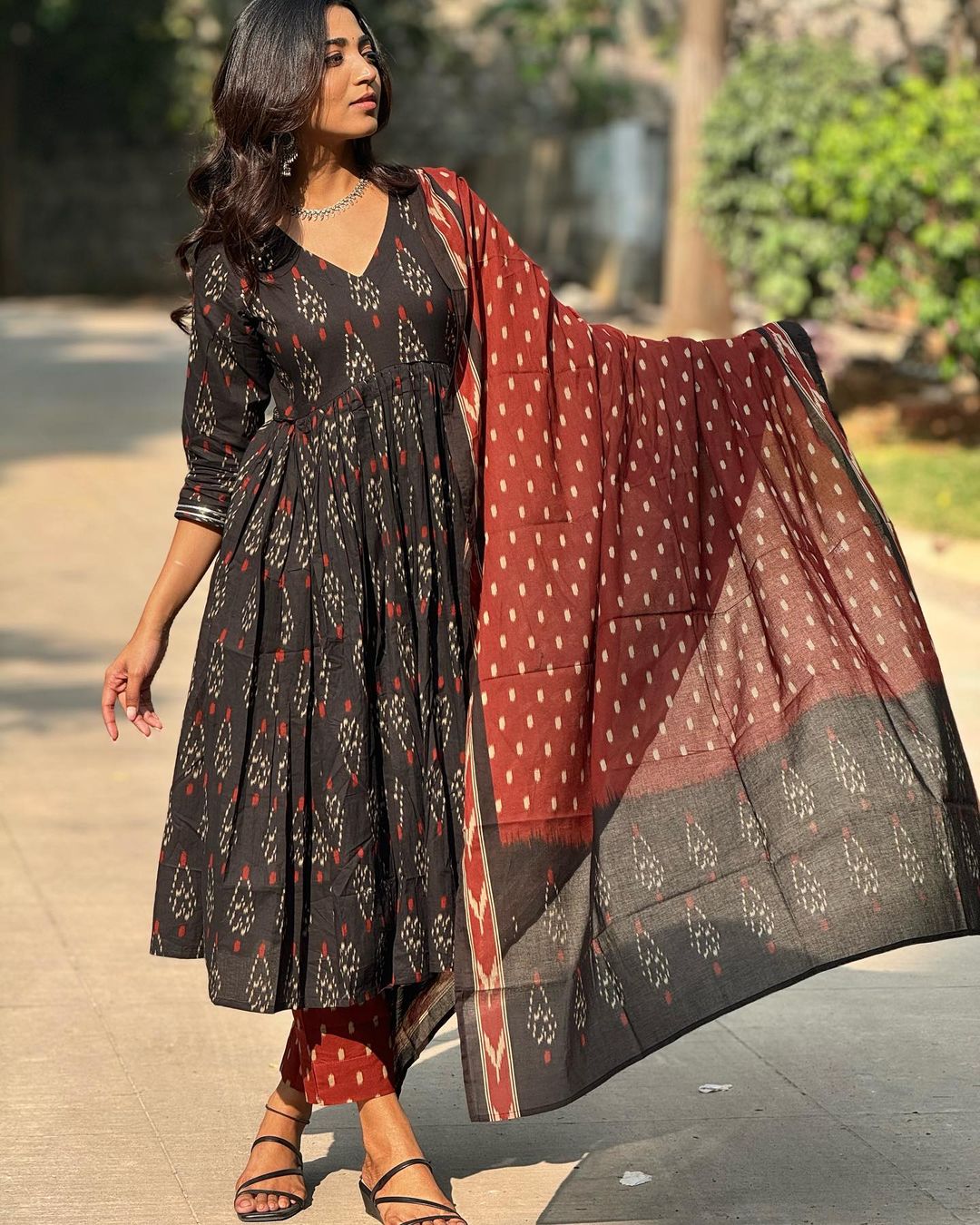 Tamarind Ikat Anarkali Set