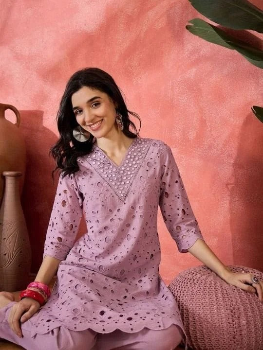 Lavender Mirror Work Co-ord Set